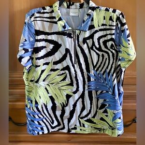 Weekends By Chicos Ladies Polo Shirt Tropical Colors - Similar to NonChicos XL